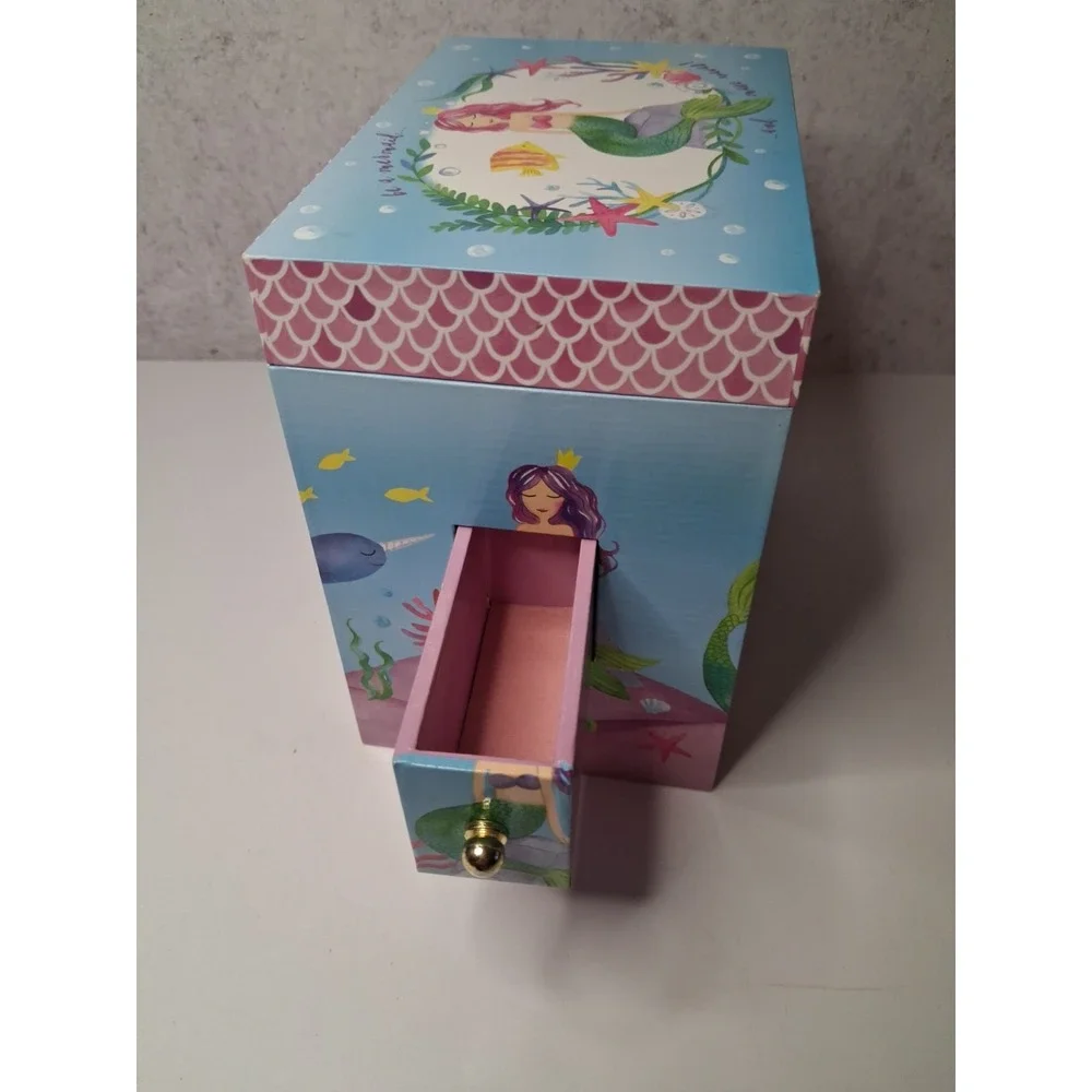 Wooden Musical Jewelry Box,Jewel Keeper Mermaid Design withUnderwater Theme
